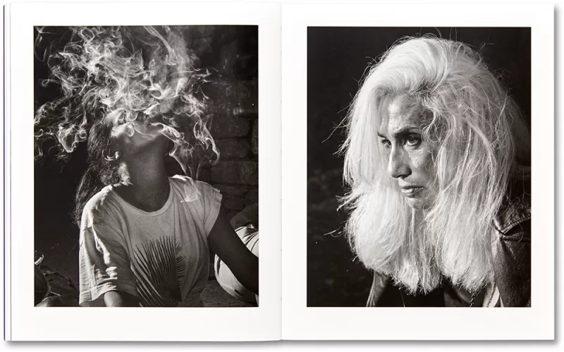 A spread from Adam Pape's photobook, Dyckman Haze, featuring 2 portraits of women.