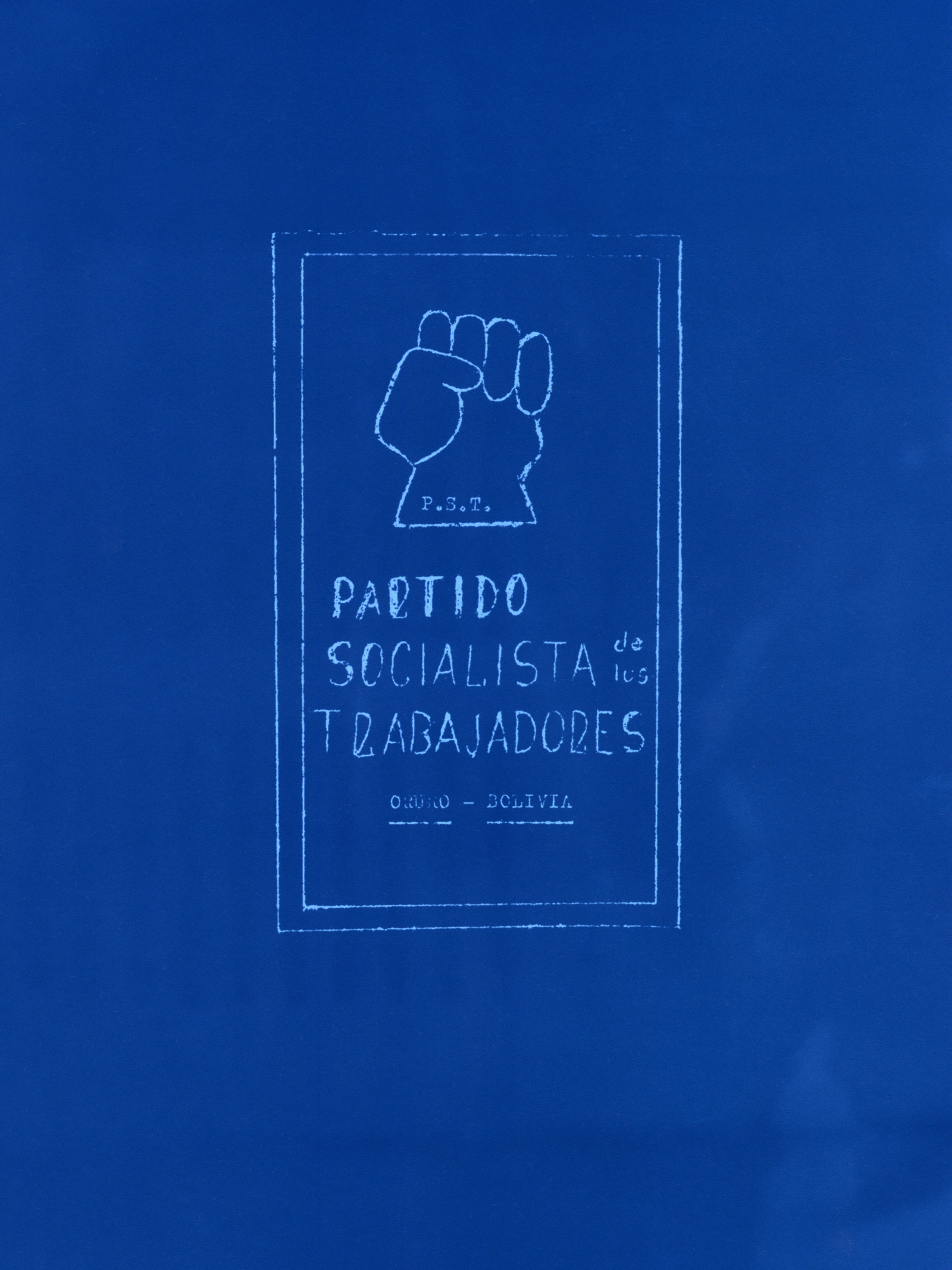 A cyanotype of a hand drawn socialist party poster.